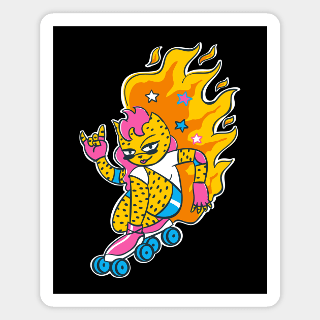 Leopard Cat Girl Skater Magnet by Marina BH